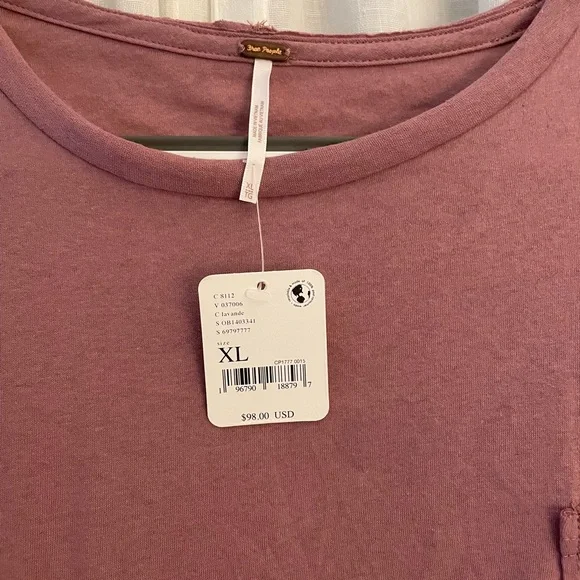 Free People Celine Tee Shirt. Top. Rose Gold. Long Sleeve. XL. NWT. Sequins. - Picture 8 of 9